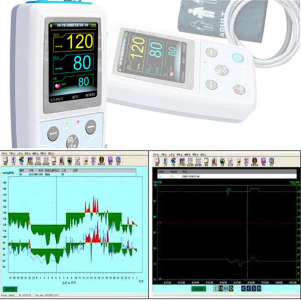 24H Blood Pressure CONTEC Ambulatory Monitor Holter ABPM50 +Analysis Software