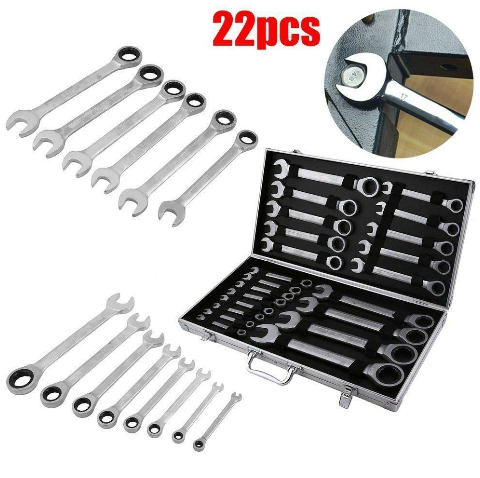 22tlg Ratschenschlüsselset Maulschlüssel Schraubenschlüssel Set Ring Maul Ringschlüssel