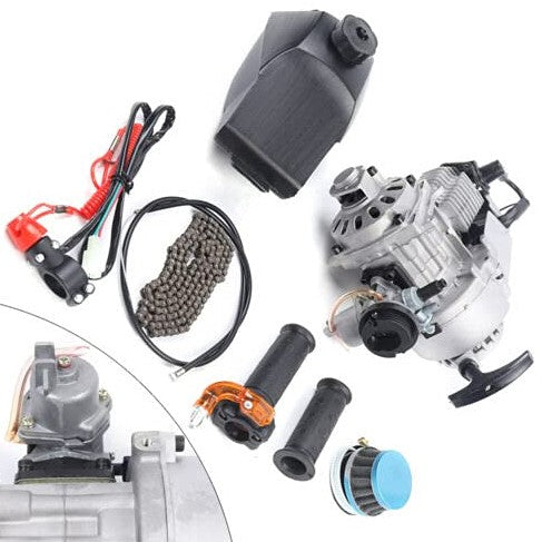 Motor 49CC 2-Takt Einzelzylinder Mini-Motor Lufterzwungene Kühlung Rennmotor mit Kraftstofftank