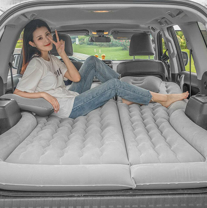 Aufblasbar Luftmatratze Luftbett Rückbank mit Elektropumpe (Grau)
