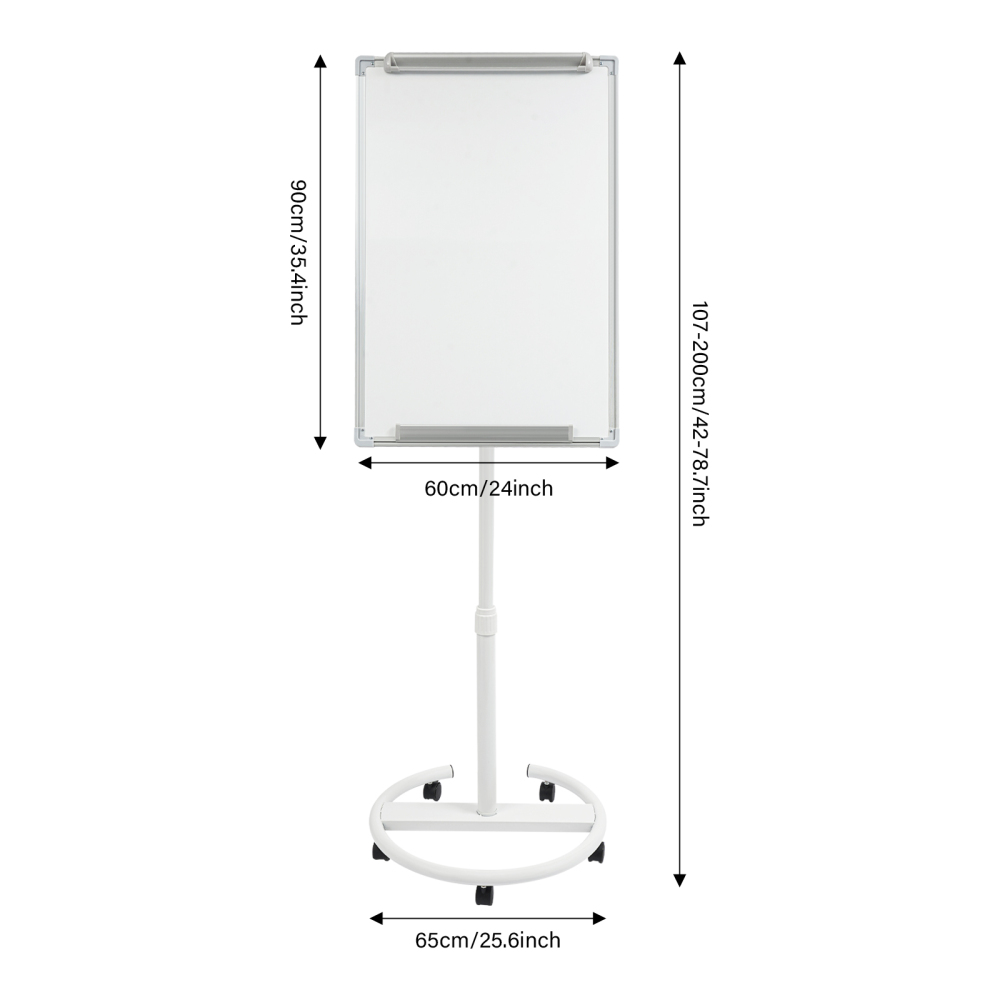 Einseitiges Zeichenbrett, höhenverstellbares Zeichenbrett, tragbares magnetisches Whiteboard – weißes Regal