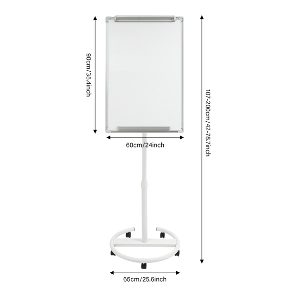 Einseitiges Zeichenbrett, höhenverstellbares Zeichenbrett, tragbares magnetisches Whiteboard – weißes Regal Einseitiges Zeichenbrett, höhenverstellbares Zeichenbrett, tragbares magnetisches Whiteboard – weißes Regal