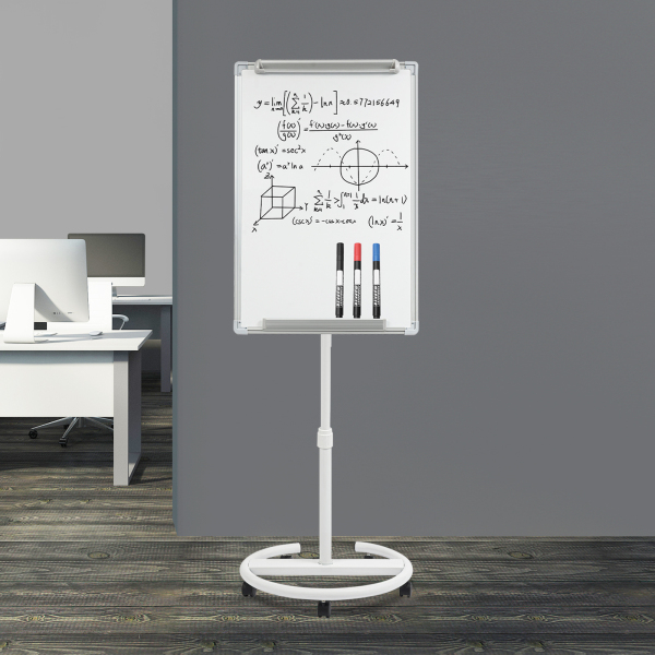 Einseitiges Zeichenbrett, höhenverstellbares Zeichenbrett, tragbares magnetisches Whiteboard – weißes Regal Einseitiges Zeichenbrett, höhenverstellbares Zeichenbrett, tragbares magnetisches Whiteboard – weißes Regal