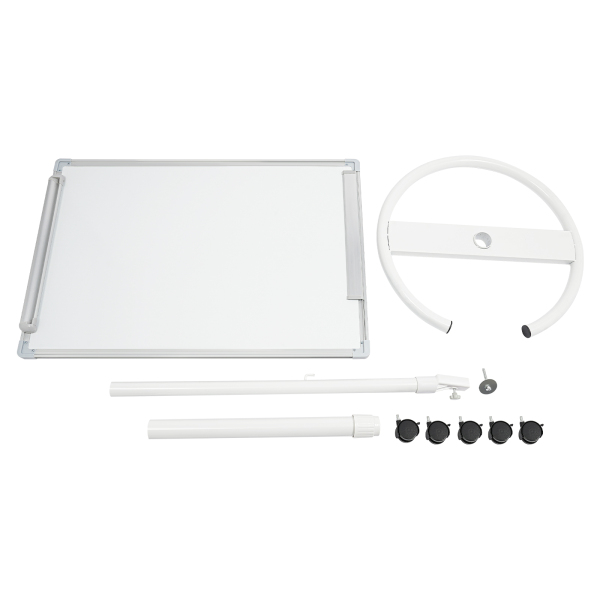 Einseitiges Zeichenbrett, höhenverstellbares Zeichenbrett, tragbares magnetisches Whiteboard – weißes Regal Einseitiges Zeichenbrett, höhenverstellbares Zeichenbrett, tragbares magnetisches Whiteboard – weißes Regal
