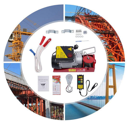 Seilhebezug,440LBS Elektro-Hebezeug mit drahtloser Fernbedienung und Slings Elektrowinde, 110-V-Elektrohebezeug zum Heben in Fabriken, Lagern, Baustellen