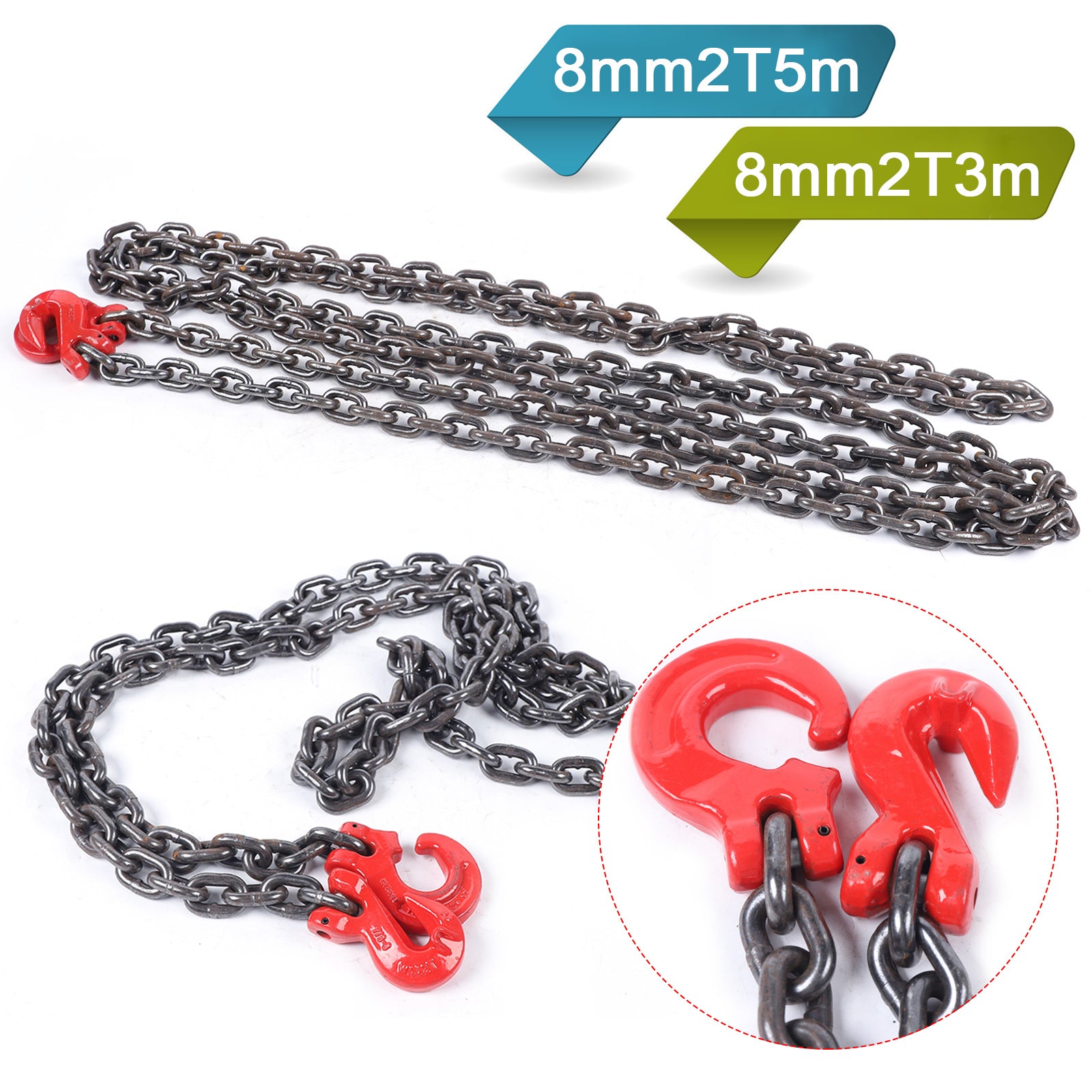 1-Strang Kettengehänge Anschlagkette 8mm Kettenschlinge Hebewerkzeug 2T