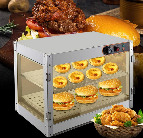 30-85°C Warmhaltevitrine mit Beleuchtung 800W Speisenwärmer Heißetheke Wärmebehälter