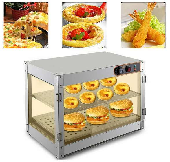 30-85°C Warmhaltevitrine mit Beleuchtung 800W Speisenwärmer Heißetheke Wärmebehälter