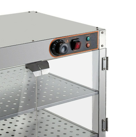 30-85°C Warmhaltevitrine mit Beleuchtung 800W Speisenwärmer Heißetheke Wärmebehälter