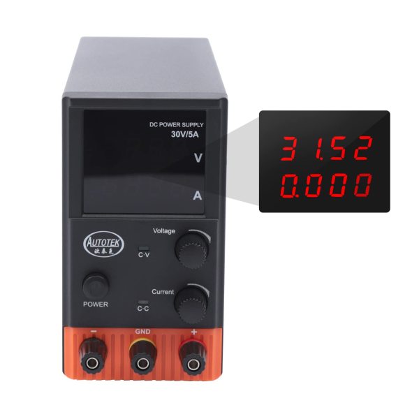 Labornetzgerät 220V 5A DC Regelbar Labornetzgerät, Labornetzteil mit 4-stelliger LED-Anzeige, EU-Netzkabel