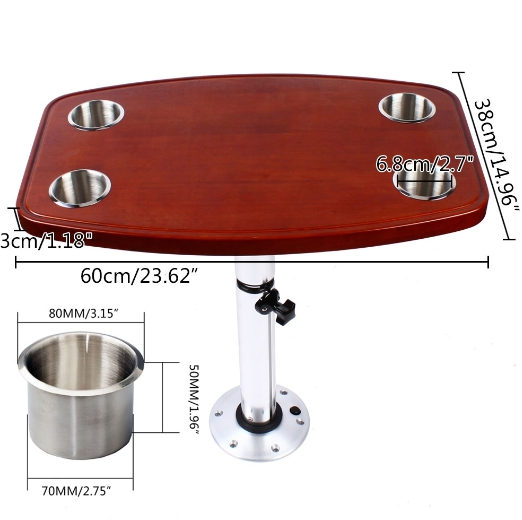 4 Getränkehaltern Teleskopisch Tisch Entfernbar Sockel Marine Boot Wohnmobil Verwendung auf Boots Yachtdecks