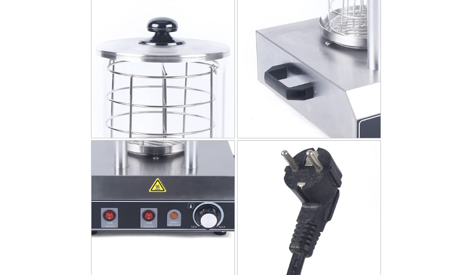 Profi Hot Dog Maker mit 2 Heizspießen Edelstahl zum erhitzen von Würsten und aufwärmen