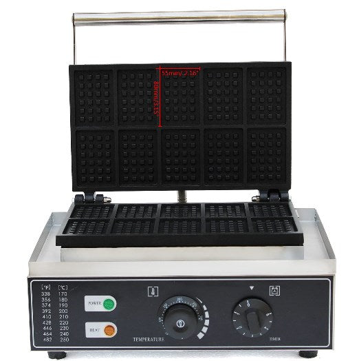 1500W Kommerzieller Waffeleisen mit Antihaftbeschichtung Zeit- und Temperaturkontrolle für Bäckereien