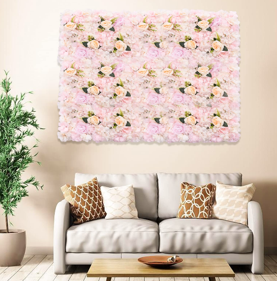 6 Stück Rosenwand Deko Blumenwand Kunstblumen 60x40cm, Realistisch Künstliche Blumen Rosa, Für Party Hochzeit Weihnachten Home Decoration