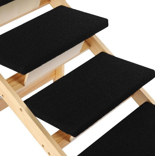 Ulax Furniture Haustiertreppe 4-stufig – Aus Schaumstoff, Rutschfest, Abnehmbare Bezüge, 61x38x46 Cm