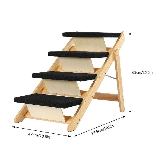 YRHome Klappbare Hundetreppe – 4 Stufen, Rutschfester Teppich, Bis 75 Kg Belastbar Für Sofa, Bett & Auto