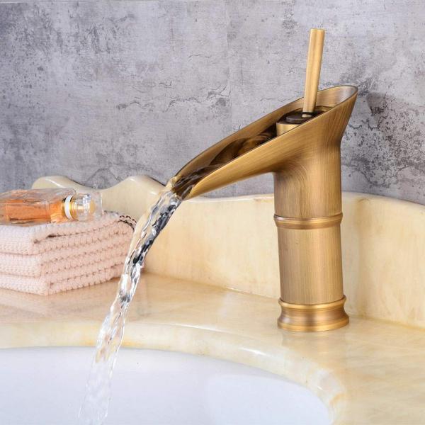 Messing Waschtischarmatur Wasserfall Retro Bad Einhebel Waschbecken