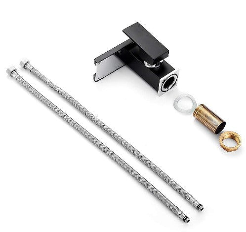 Wasserfall Wasserhahn Bad Waschtischarmatur mit LED Farbewechsel Beleuchtung, Moderner Stil