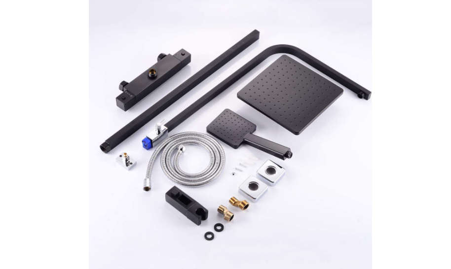 25cm Duschsystem mit thermostatischem Duschmischer Bad Duschkopf Set Handbrause