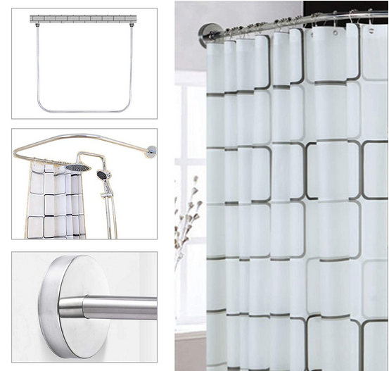 Duschvorhangstange U-Form Gebogene Bad-Vorhangstange für Bad, WC, Fenster, Balkon