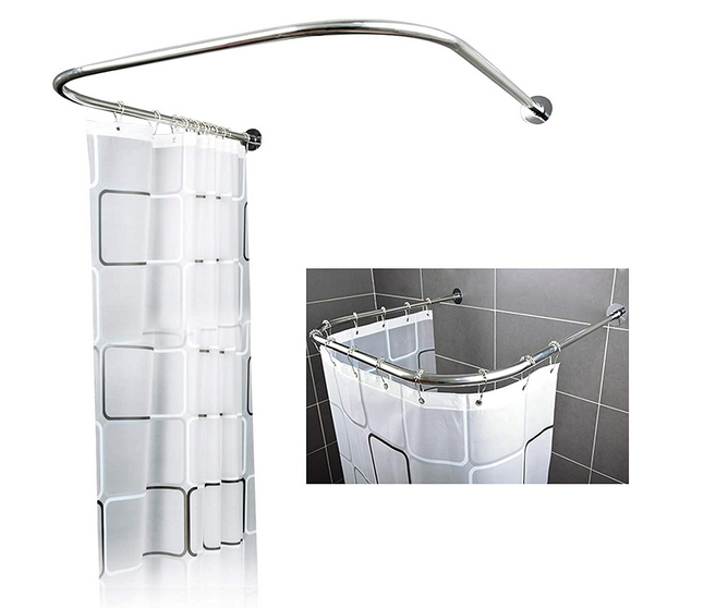 Duschvorhangstange U-Form Gebogene Bad-Vorhangstange für Bad, WC, Fenster, Balkon