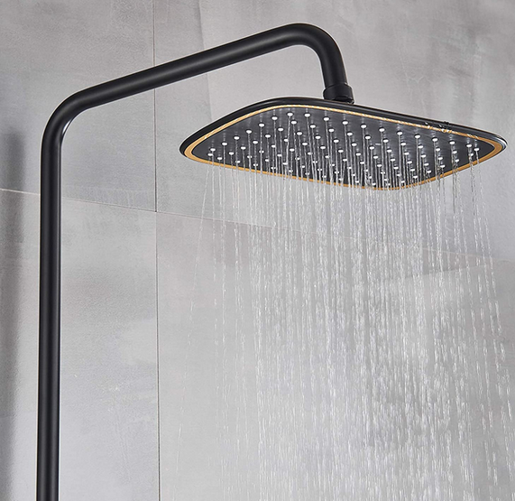 Bad Duscharmatur Set mit Schubstange Schwarz Duschset Regendusche mit Handbrause