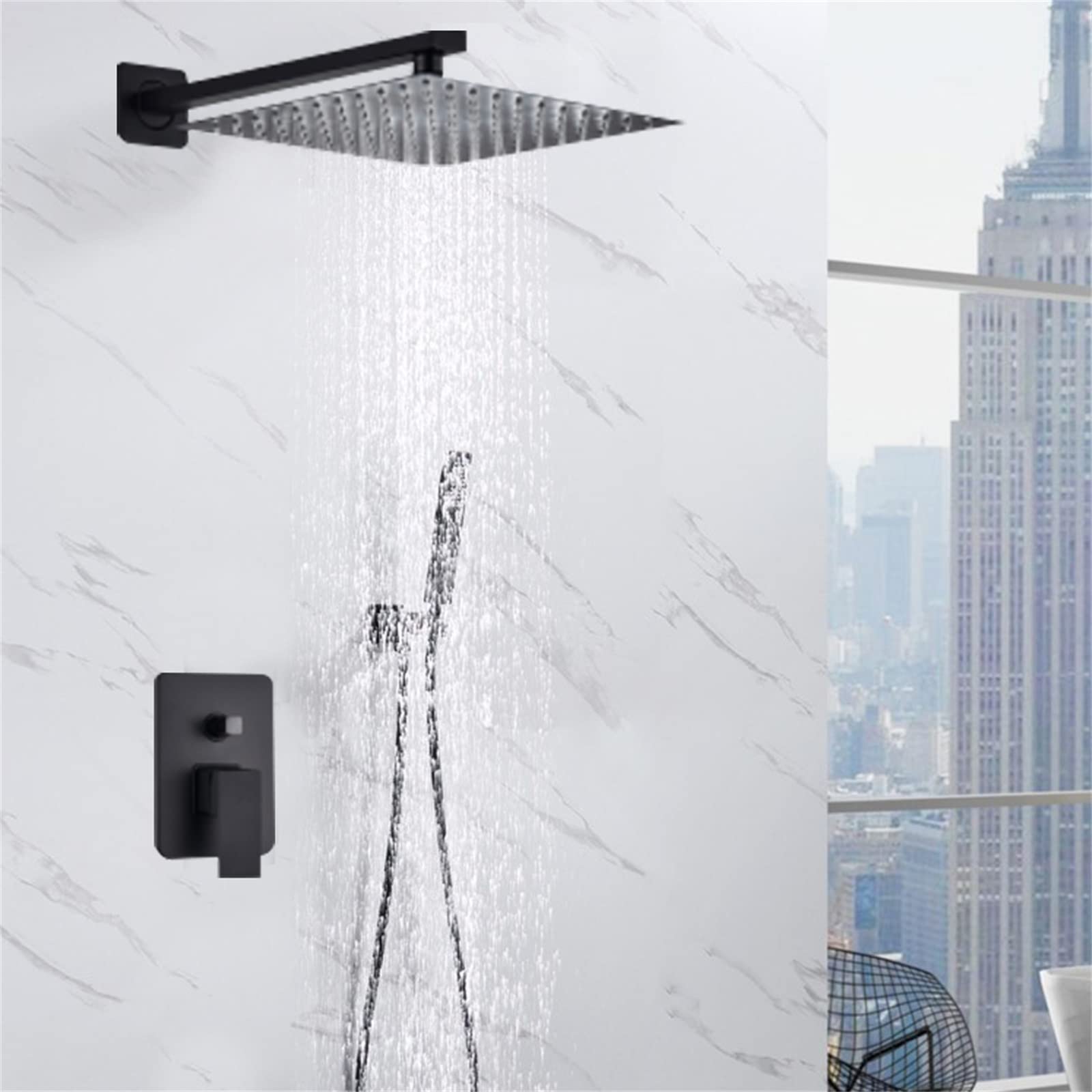 Cinwiny Duschsystem Gebürstetes Nickel – 30,5 Cm Regendusche Mit Handbrause & Wannenauslauf
