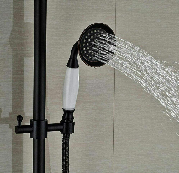 20cm 8" Schwarz Badezimmer Duscharmatur Set Regenduschkopf Duscharmatur