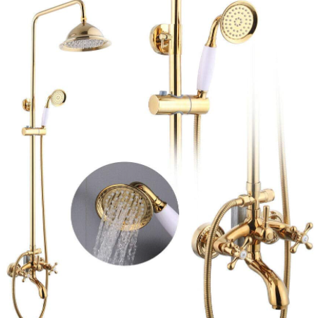 Duscharmatur Set Duschset Regendusche Duschkopf Handbrause Bad Duschsystem Gold