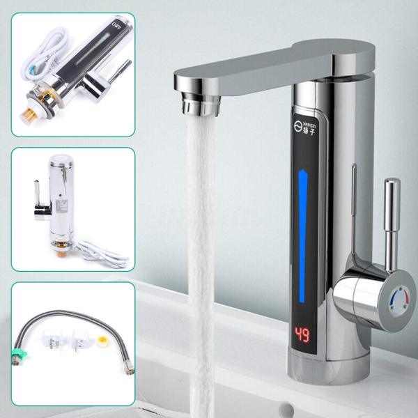 Produktbild von Elektrischer Wasserhahn Mit Durchlauferhitzer, 220 V, 3000 W Kuchenarmatur Intelligenter Wassererhitzer Fur Kuche Garten Bad Wohnwagen Camping 92253467