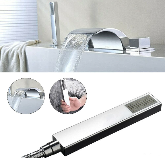 5-Loch Wasserfall Mixer Wasserhahn Badewanne Wasserhahn Regendusche Handbrause Set