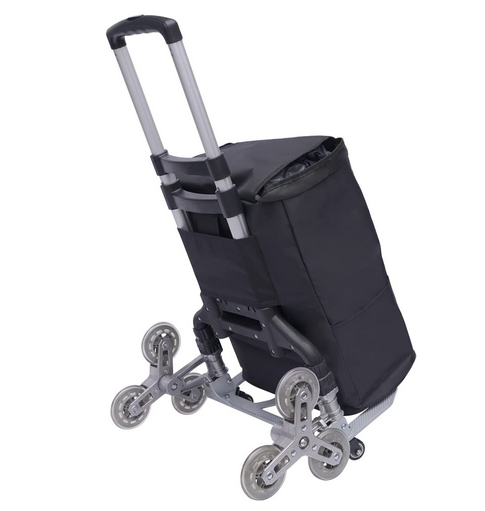 Klappbar Aluminium Treppenwagen Treppensteiger Sackkarre Transport Wagen mit 10 Rädern Schwarz Schwarzer Höhenverstellba