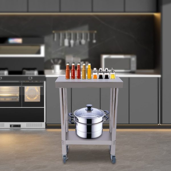 Produktbild von Edelstahl Arbeitstisch 201 – 400 Kg Traglast, 60x60x85 Cm, Gebürstet, Höhenverstellbare Füße – Für Küche, Restaurant, Bar, Catering – Stabil & Rostfrei