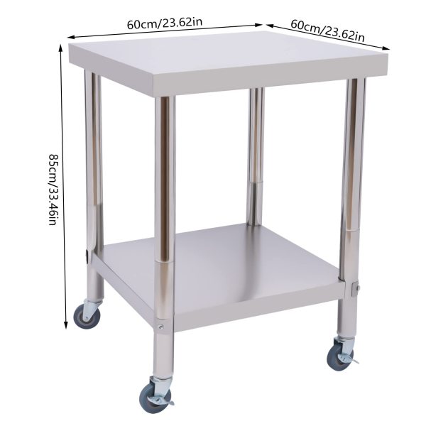 60x45cm Edelstahltisch mit Rollen Arbeitstisch Küchentisch Gastro Zerlegetisch e