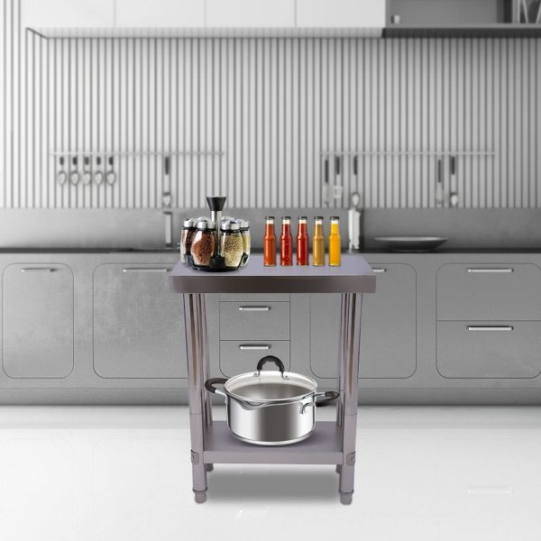 Edelstahltisch zum Vorbereiten und Arbeiten, kommerzieller Schwerlast-Arbeitstisch mit Unterregal für Restaurant, Haus und Hotel