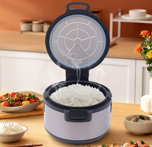 Reiskocher Reiskochtopf Gemüsegarer Schwarz Schnelles Aufheizen Reiswärmer Schwarz 19L/20Qt 100W Non-stick Inner Pot Stainless Steel