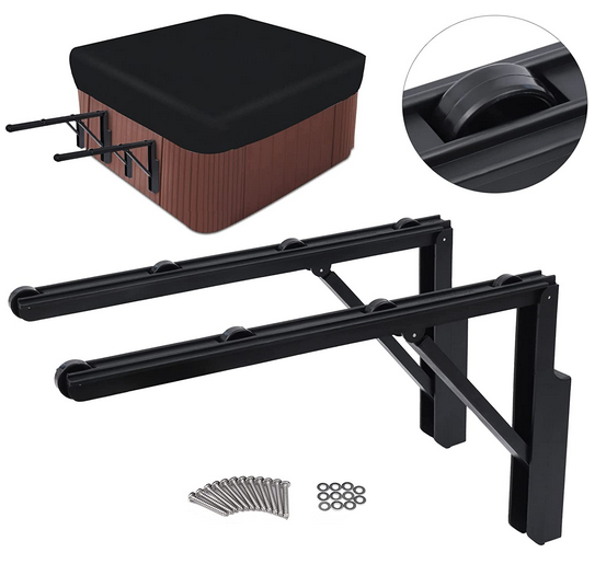 Coverlifter für Whirlpool Spa Hotub Abdeckung Schönheitssalons Außenpool Cover Roller, 77.16lbs Tragfähigkeit, Schwarz
