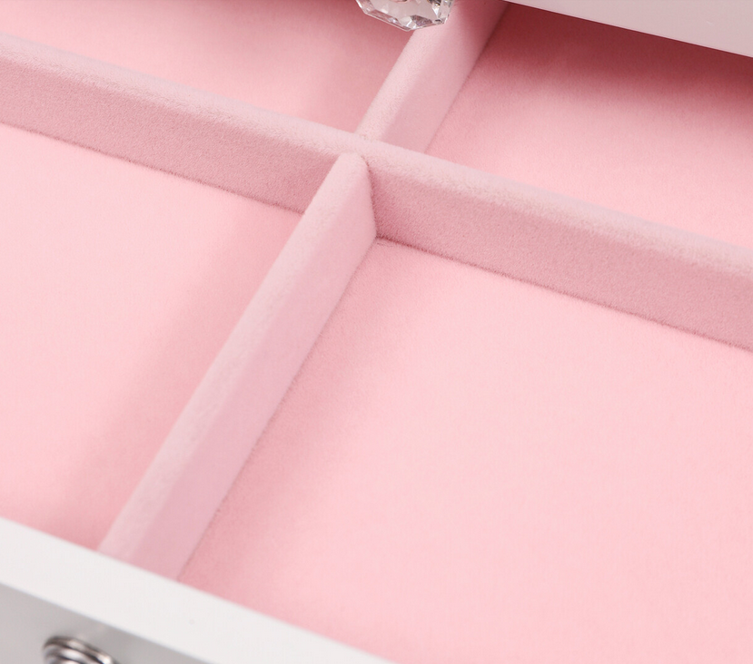 Schmuckkästchen mit 7 Ebenen, Schmuckaufbewahrung mit Schubladen und Spiegel, Halskette Spiegel Samt Aufbewahrungsbox