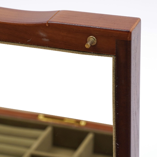 Holz Groß Schmuckkästchen 5 Ebenen Schmuckkoffer mit 5 Schubladen, 2 Ausklappbare Schränke und Spiegel