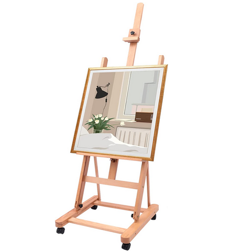 Staffelei Holz Groß aus Buchenholz, Wasserdicht Art Staffelei Verstellbare Holzstaffelei mit Rädern, Höhenverstellbar 175-240cm