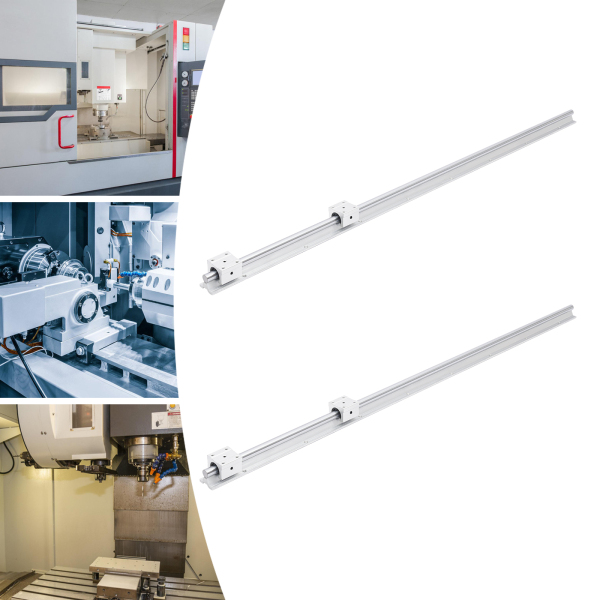 Produktbild von SBR16 Linearführung 1200mm – 2 Schienen + 4 Lagerblöcke, Silber, Rostfrei, Mit Bohrungen Für DIY CNC & 3D-Drucker