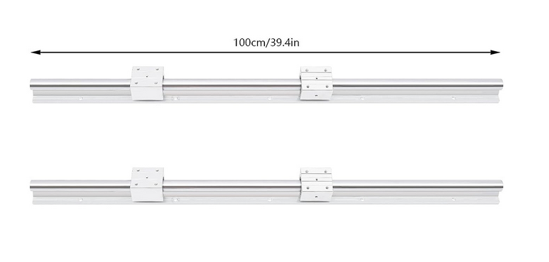 Linearführungen 2 Stück Linearschiene mit 4 Stück SBR25 Lagerblöcken Stahl Linearlagerschiene mit vorgebohrten Löchern 1000mm Silber