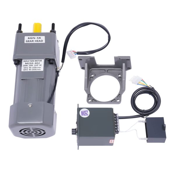 AC 220V 250W Motor mit einstellbarer Geschwindigkeit stufenlos einstellbarer Frequenzumrichtermotor mit Getrieberegler und Halterung