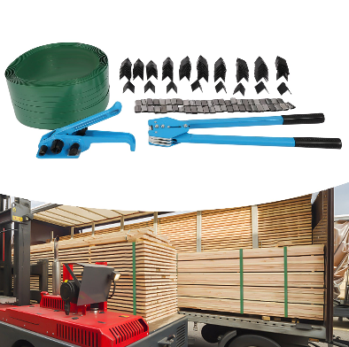 3 in 1 Spannspanner & Umreifungssiege & Verpackungsband Drehendes Design Blau