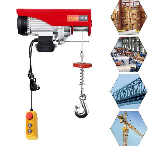 800kg/1000kg Elektrische Seilwinde 12m Motorwinde Hebezug Flaschenzug Kranwinde