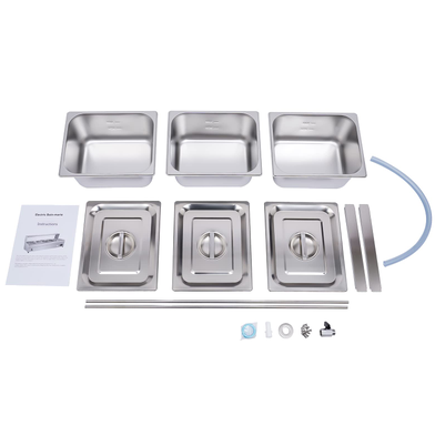 1200W Buffetwärmer mit Thermometer und Ablasshahn 3 x 6 L Edelstahl Buffetwärmer Speisenwärmer elektrisch Buffet Wärmer