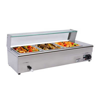 1200W Buffetwärmer mit Thermometer und Ablasshahn 3 x 6 L Edelstahl Buffetwärmer Speisenwärmer elektrisch Buffet Wärmer