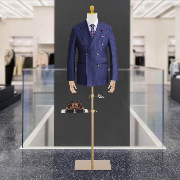 Torso-Präsentationsständer für männliche Models mit Hosenhalter und Schuhhalter – Präsentationsmodell, Anzugständer Torso-Präsentationsständer für männliche Models mit Hosenhalter und Schuhhalter – Präsentationsmodell, Anzugständer