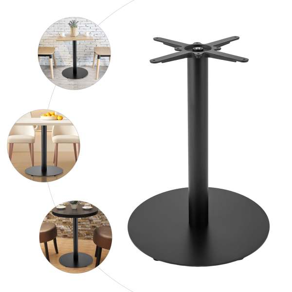 Tischgestell Schwarz Premium Eisen Tischbein Metall mit rundem Boden, Durchmesser des Sockels 55cm, Höhe 73 cm