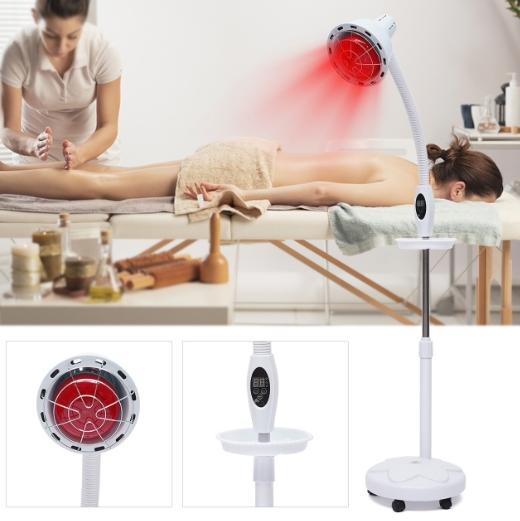 Infrarotlampe Infrarot-Wärmetherapielampe mit Bodenstativ Rotlichtlampe Wärmelampe Einstellbare Temperatur 275W